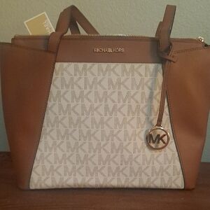 Michael Kors Tan and Cream Signature Tote